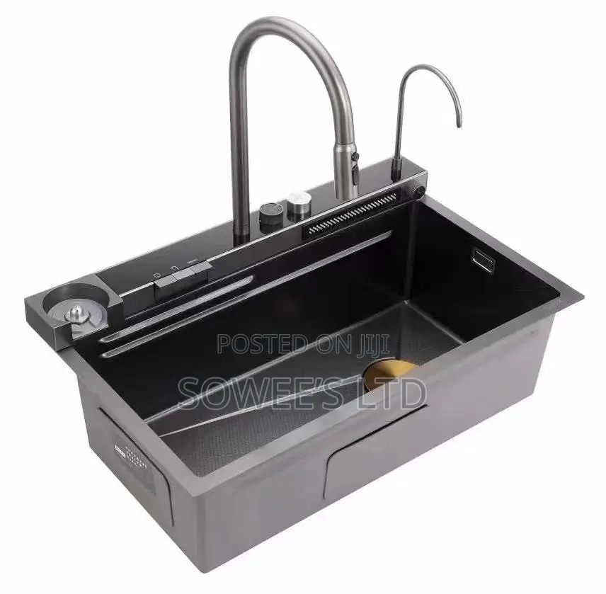 Premium Black Double-Bowl Kitchen Sink With Multifunction Features