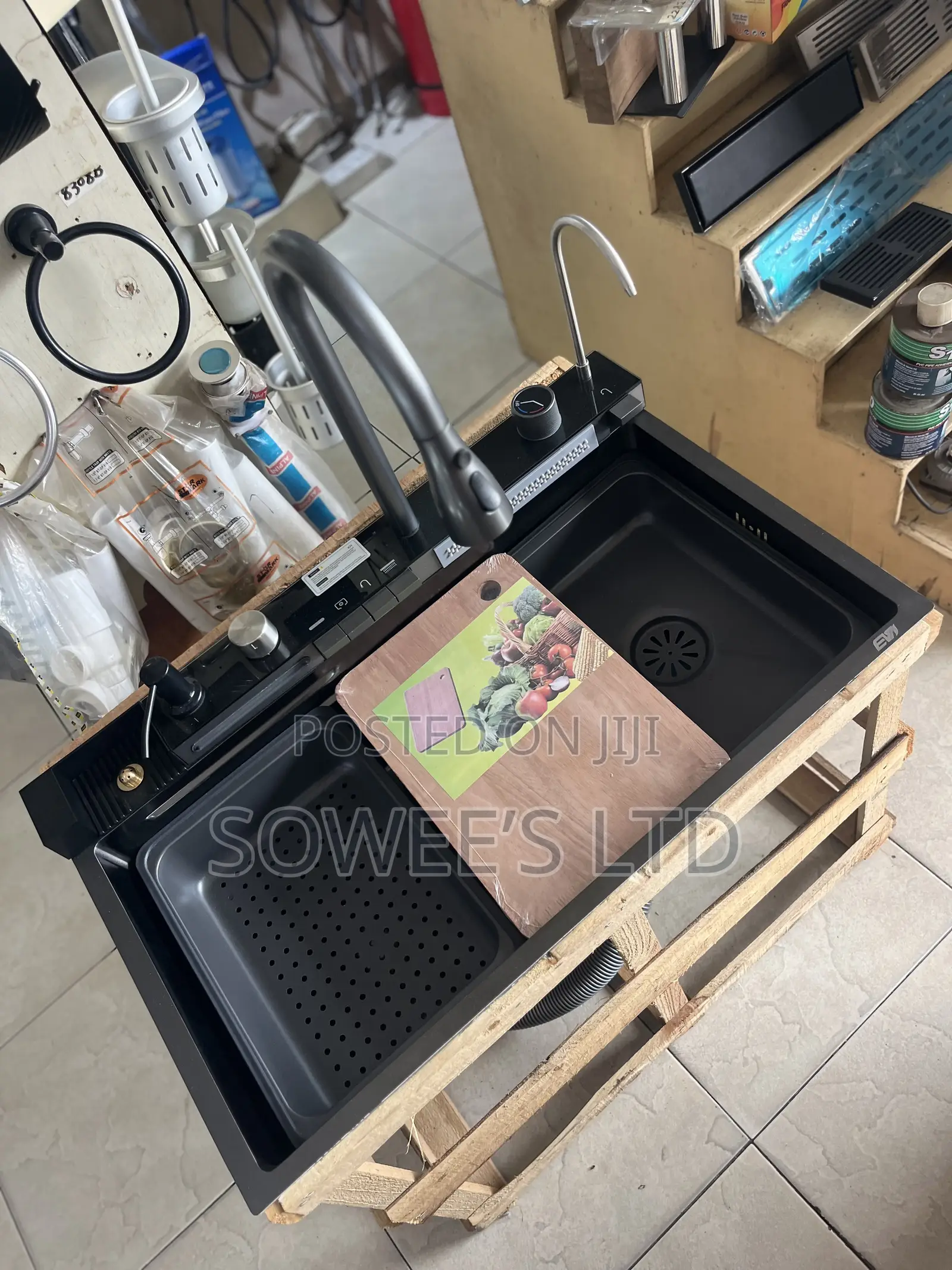 Premium Black Double-Bowl Kitchen Sink With Multifunction Features