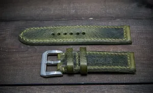 Genuine Leather Stuff Army Green Leather Strap 20, 22 and 24
