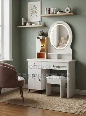 Dressing Table With LED Lighted Mirror