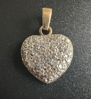 9ct Gold Heart Pave Pendant