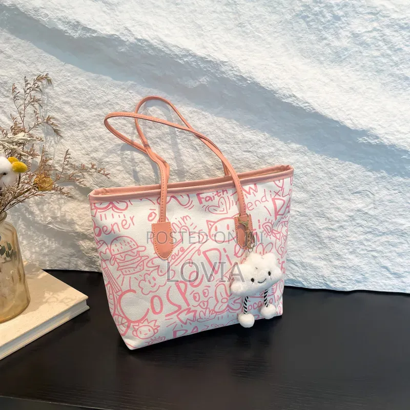 Trendy Large Tote Bags - Pink & Black - Brand New