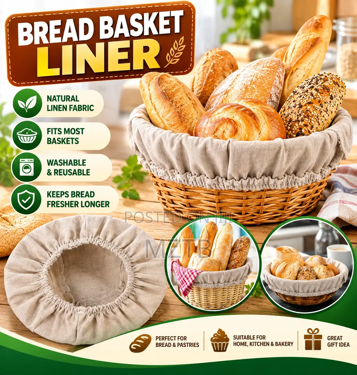 Bread Pastry Proofing Cloth Liner Bag - 30x20cm