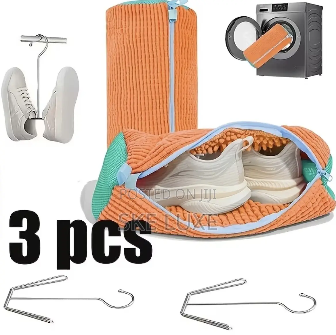 3 Pieces Shoe Washing Machine Bag & Drying Hanger Set