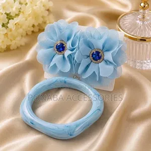 Acrylic Bangle and Floral Earring
