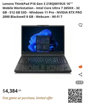New Laptop Lenovo ThinkPad P15s 32GB Intel Core Ultra 7 SSD 512GB