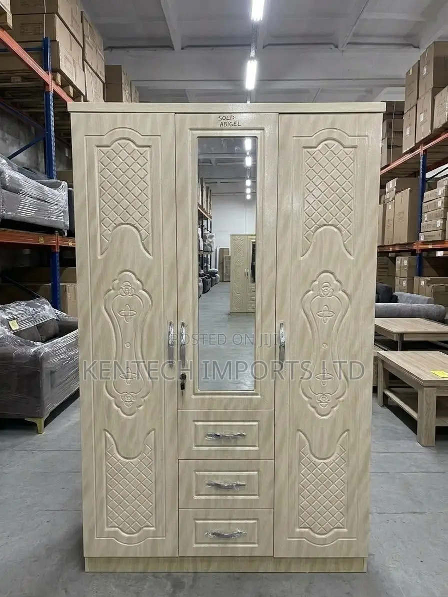 All-in-One Modern Wardrobe: Hanging Space, Mirror Drawer/ 3 Door