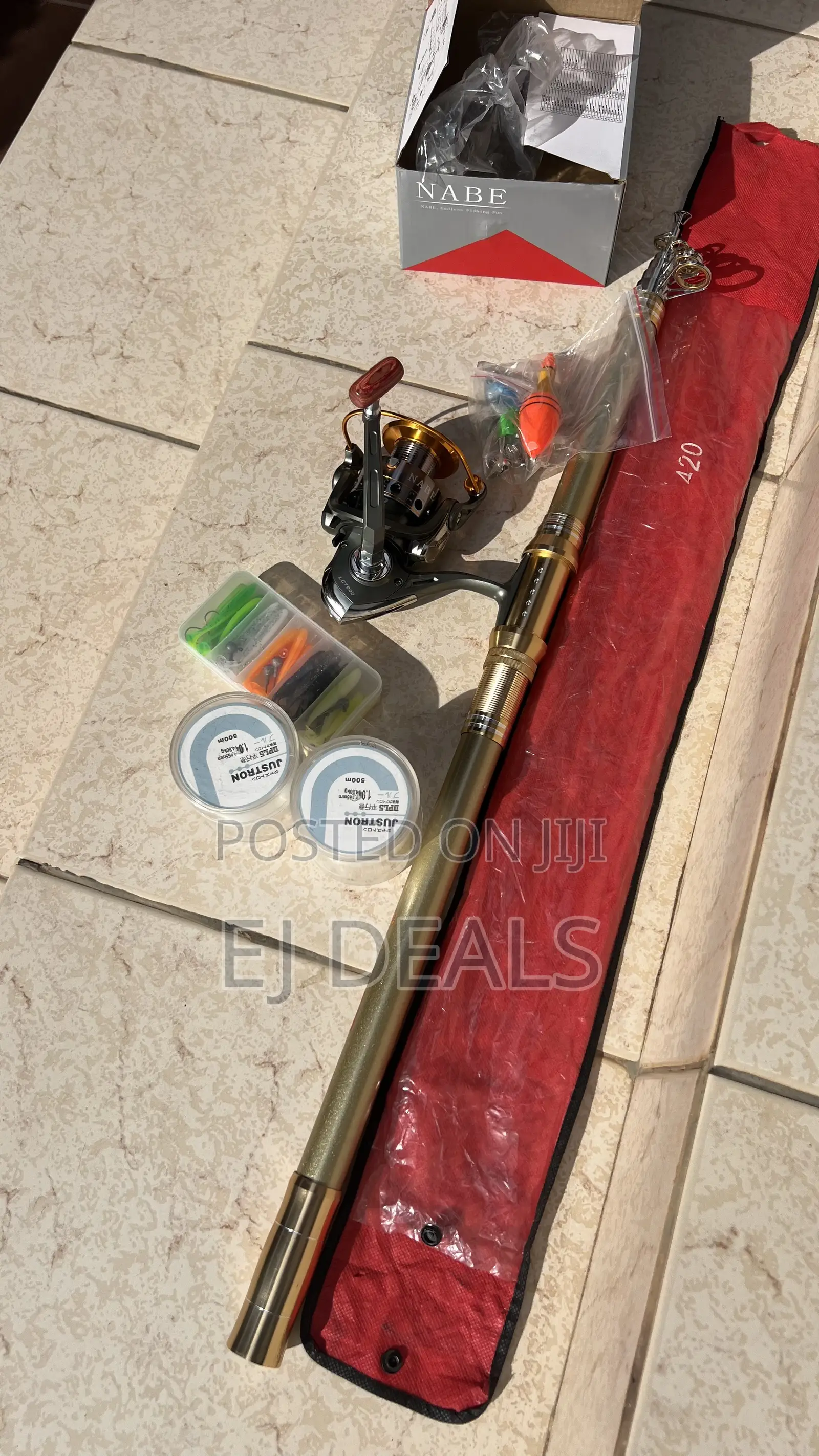 Fishing Rod Metal Rod With Metal Reel 4.2m Long for Sea Fishing