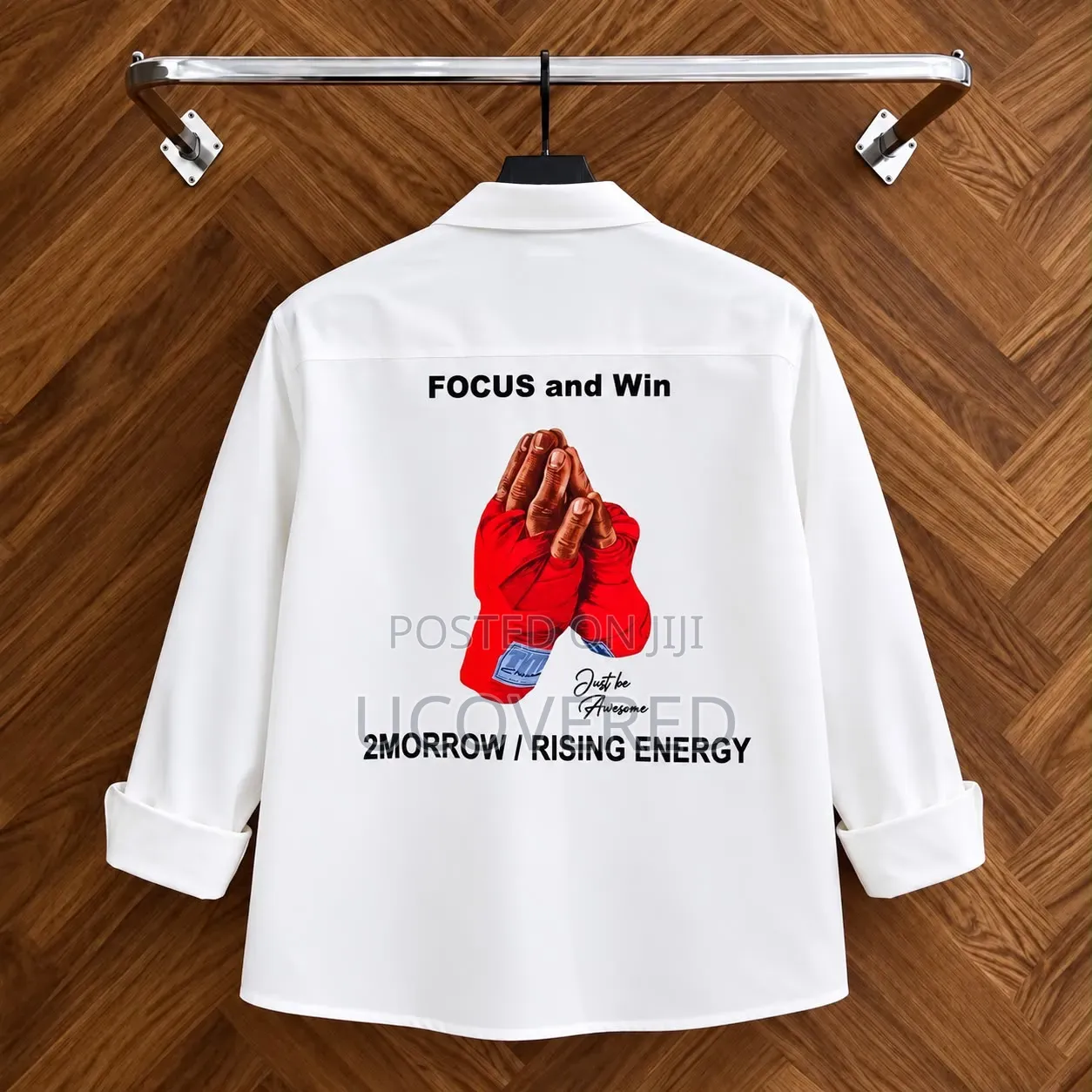 White Long-Sleeve Camp-Collar Shirt