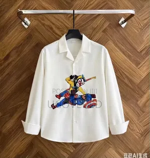 White Long-Sleeve Camp-Collar Shirt