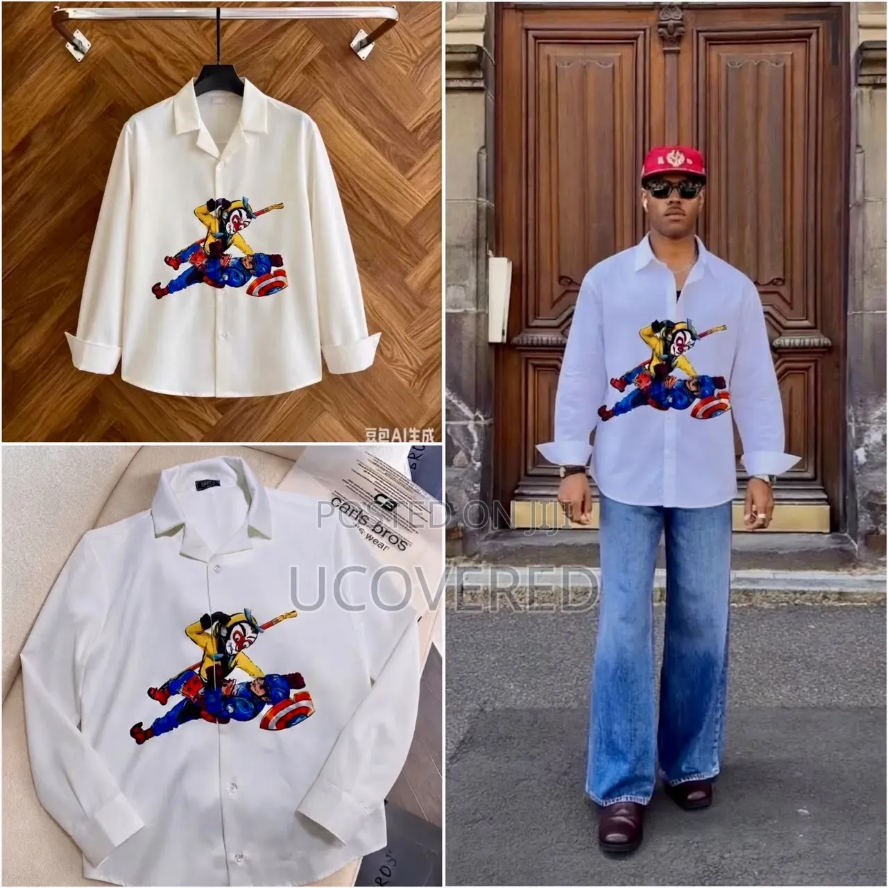 White Long-Sleeve Camp-Collar Shirt
