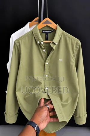 Branded White Long-Sleeve Button-Down Shirt