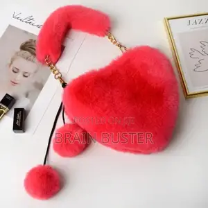 Luxury Faux Fur Heart Shaped Women Hand Bag