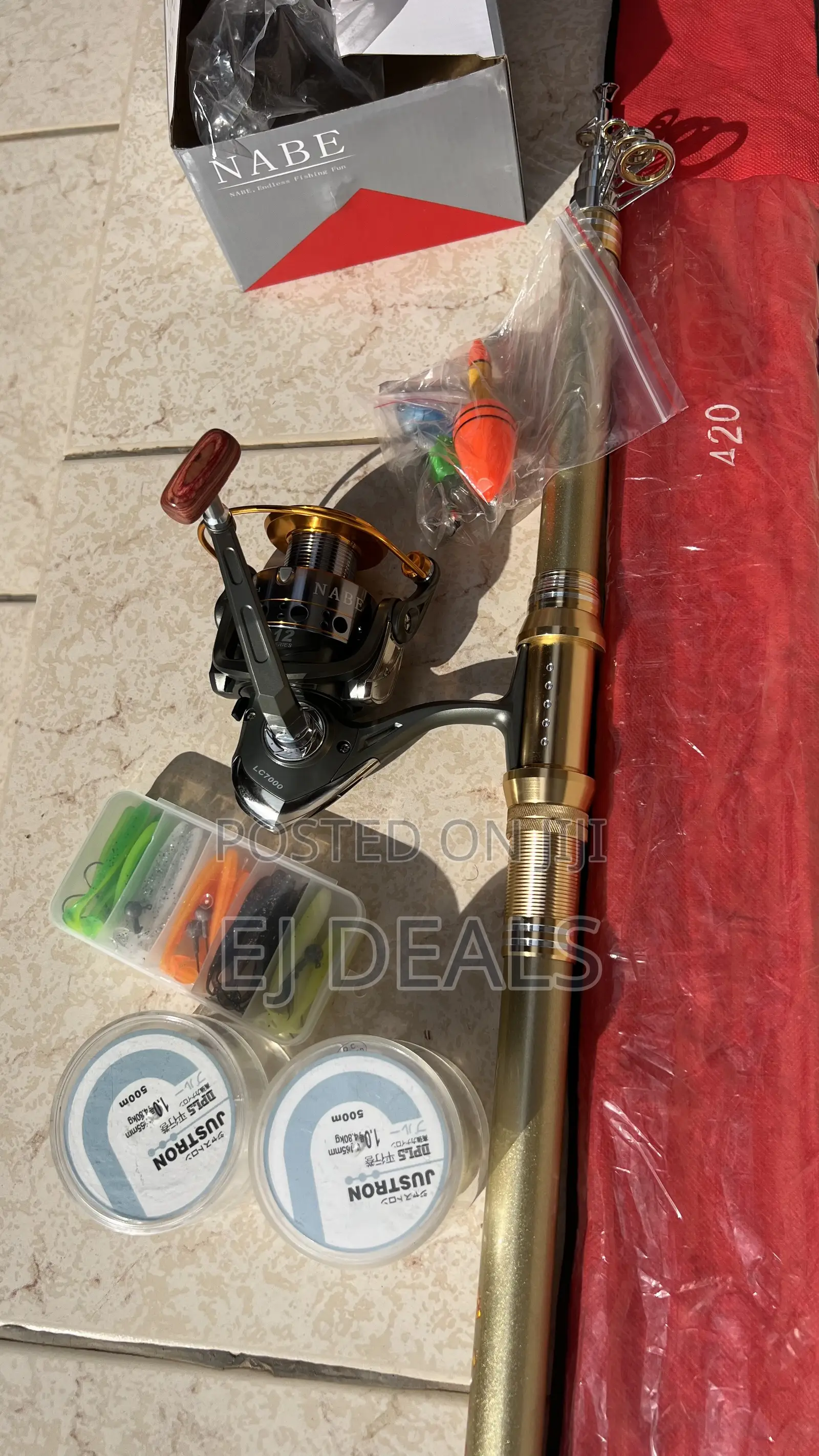 Fishing Rod Metal Rod With Metal Reel 4.2m Long for Sea Fishing