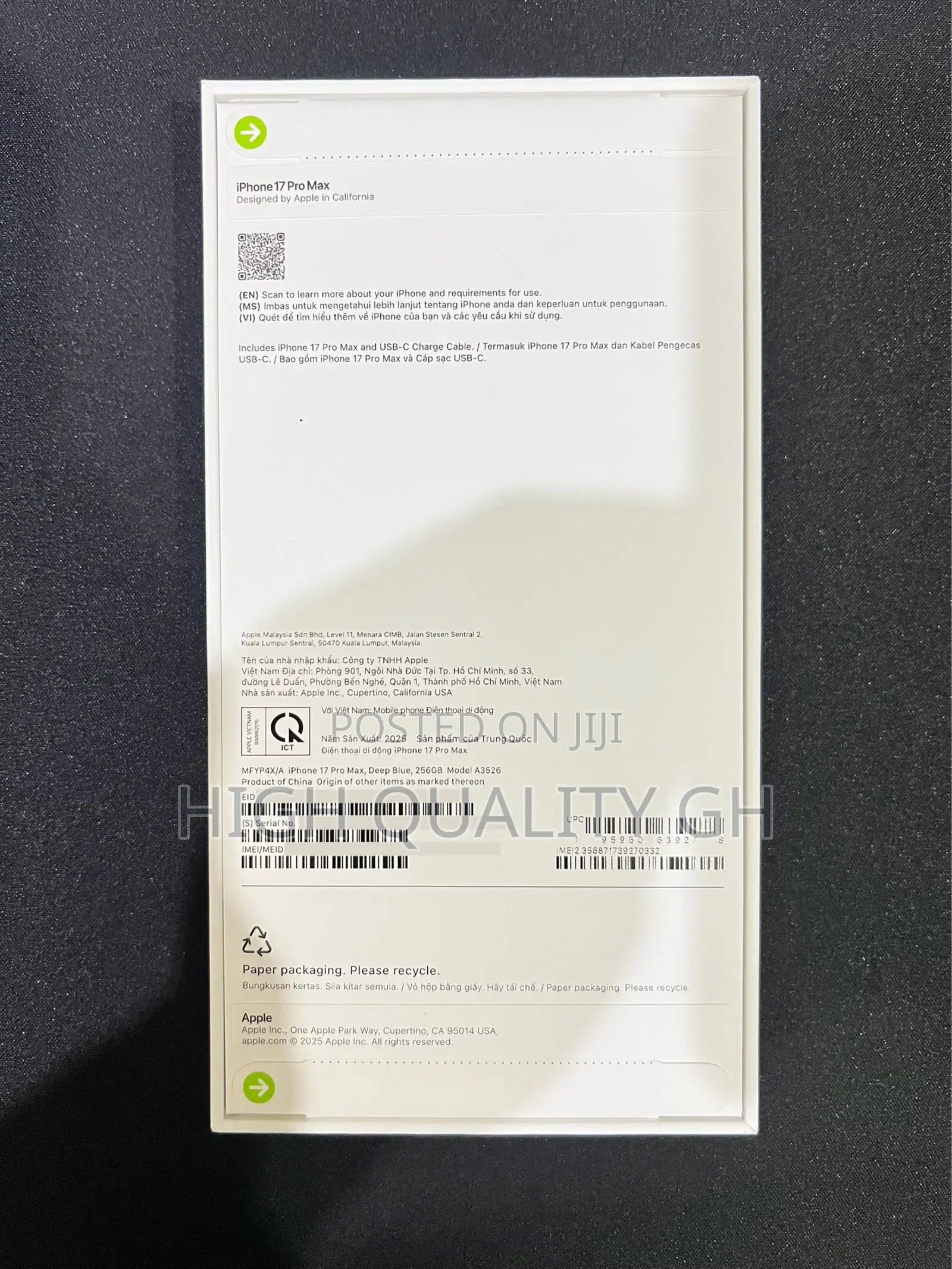 New Apple iPhone 17 Pro Max 1 TB Blue