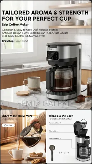 Oraimo BrewDrip 1.5L Drip Coffee Maker Programmable Timer & Keep Warm