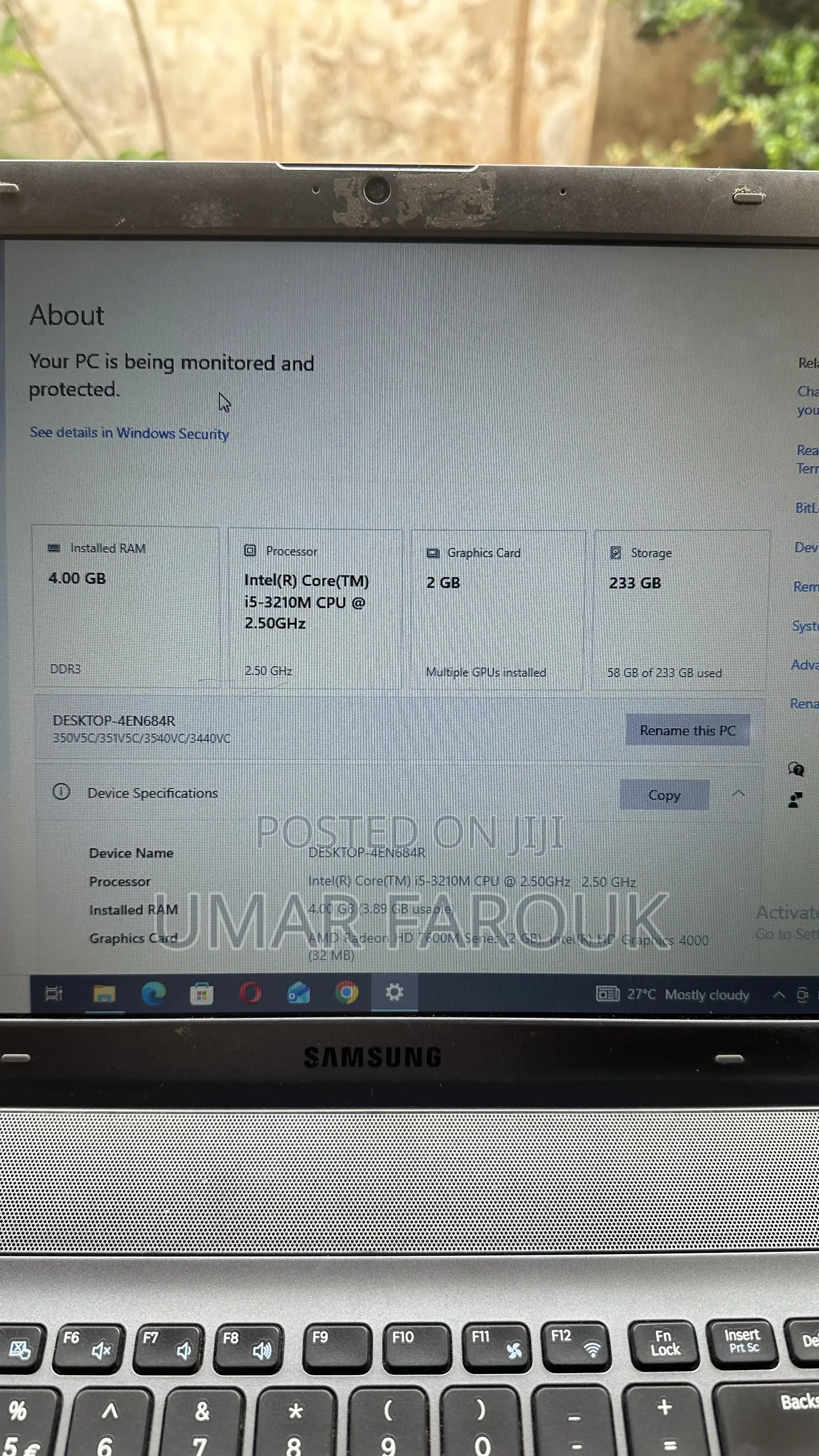Laptop Samsung 4GB Intel Core i5 HDD 256GB