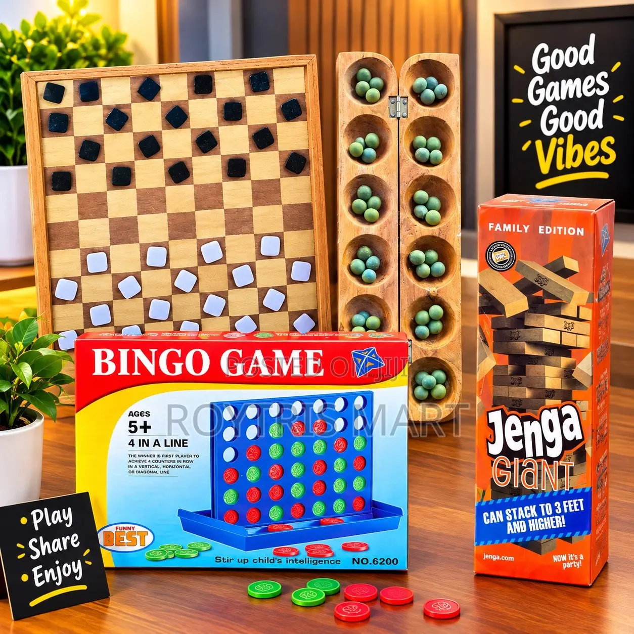 Jenga,Ludo,Oware,Connect 4 and Draft(Dami) Combo