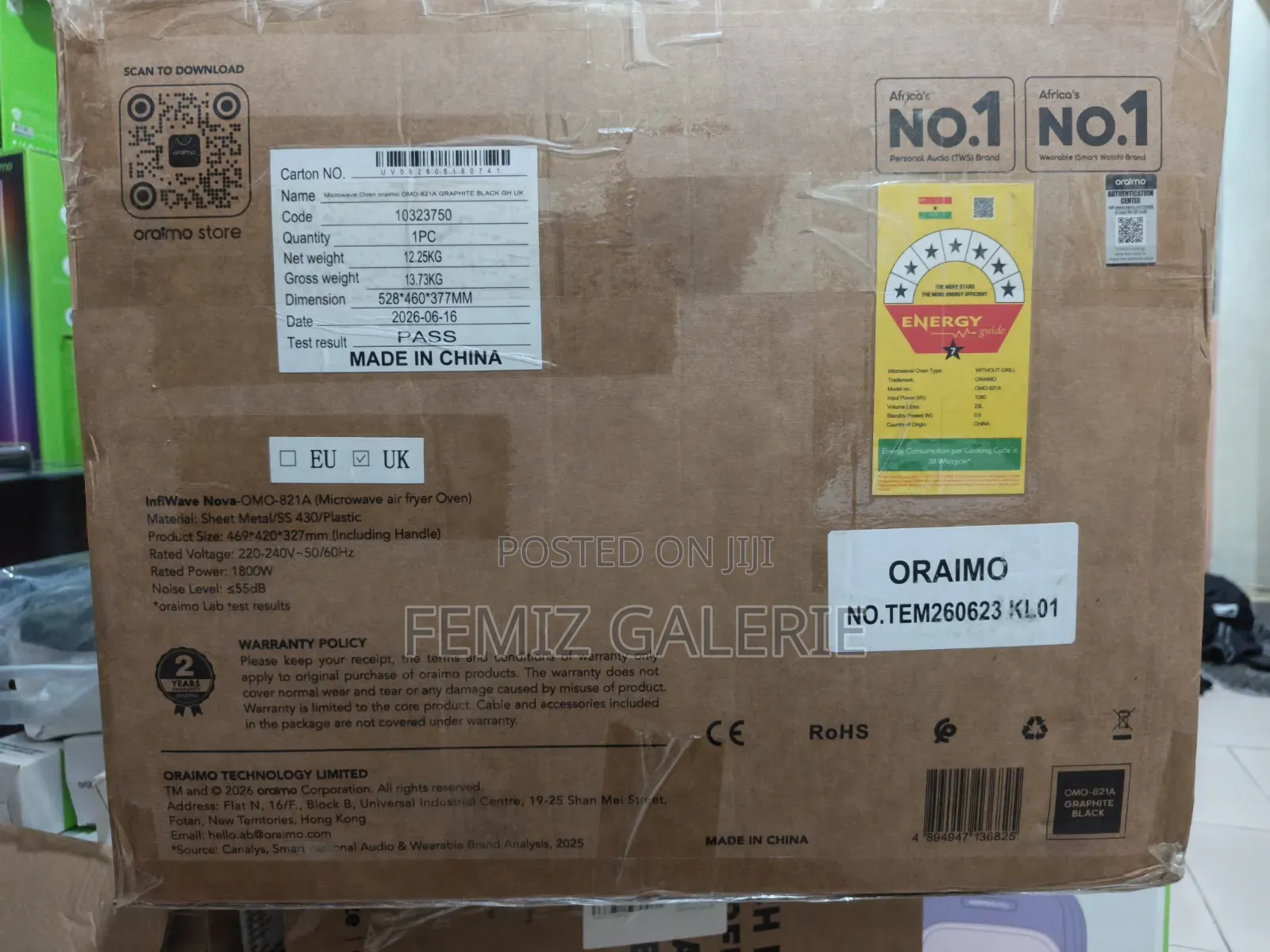 Oraimo InfiWave Nova 3in1 27L Microwave-Air Fryer-Oven Touch Control