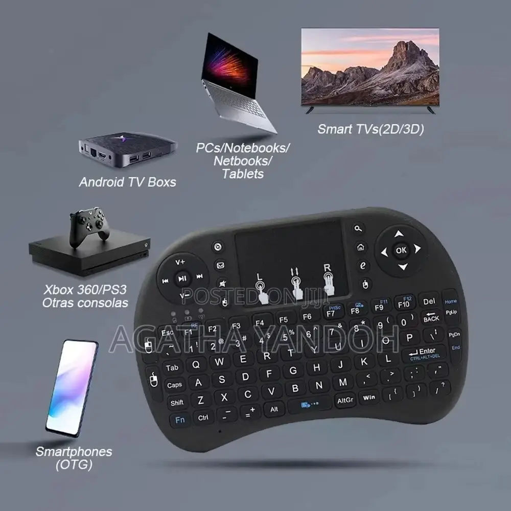 Wireless Mini Keyboard Plus Remote With Touchpad & Media Controls