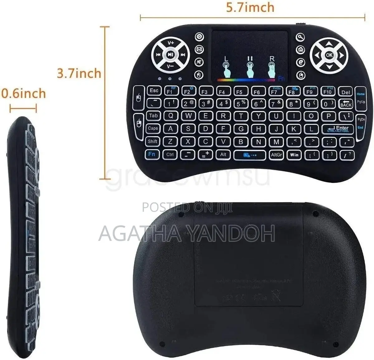 Wireless Mini Keyboard Plus Remote With Touchpad & Media Controls