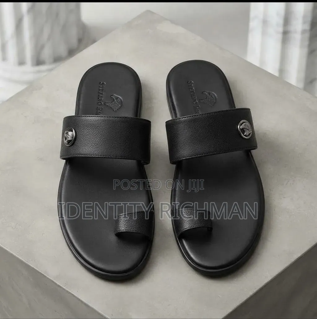 Black Leather Slippers Available