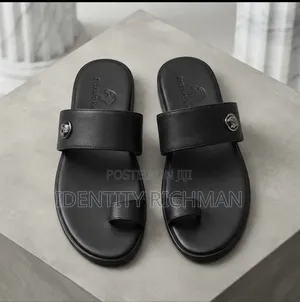Black Leather Slippers Available