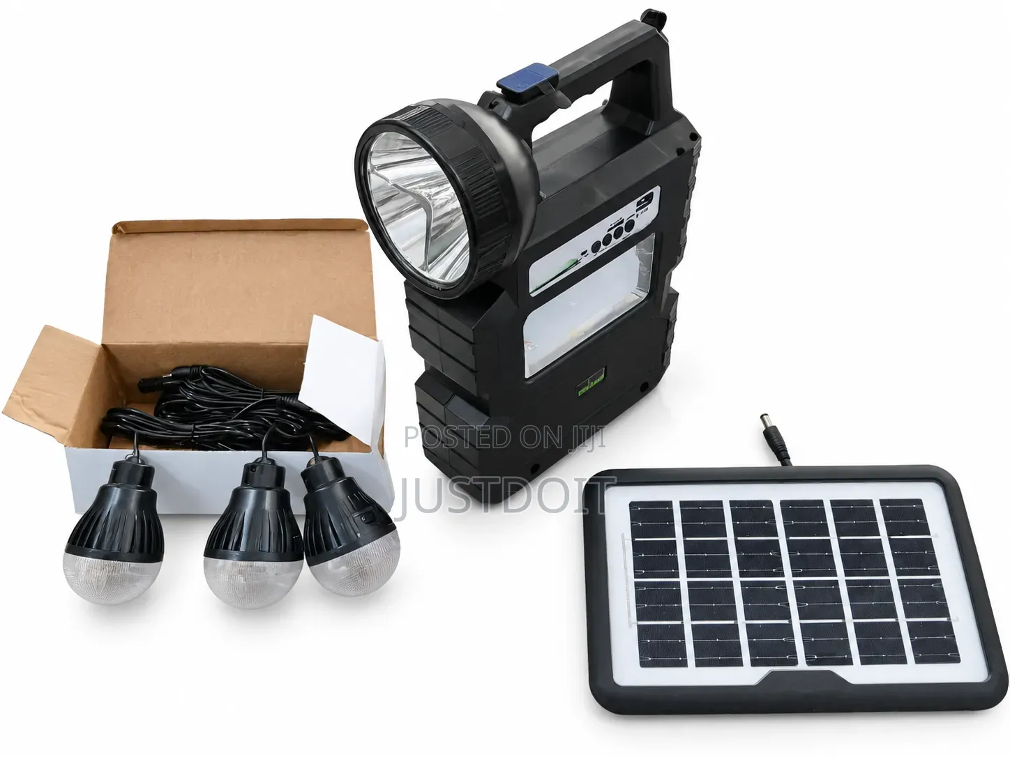 Solar Rechargeable Lamp With Radio, Bluetooth, Mp3 and Led Bulbs.