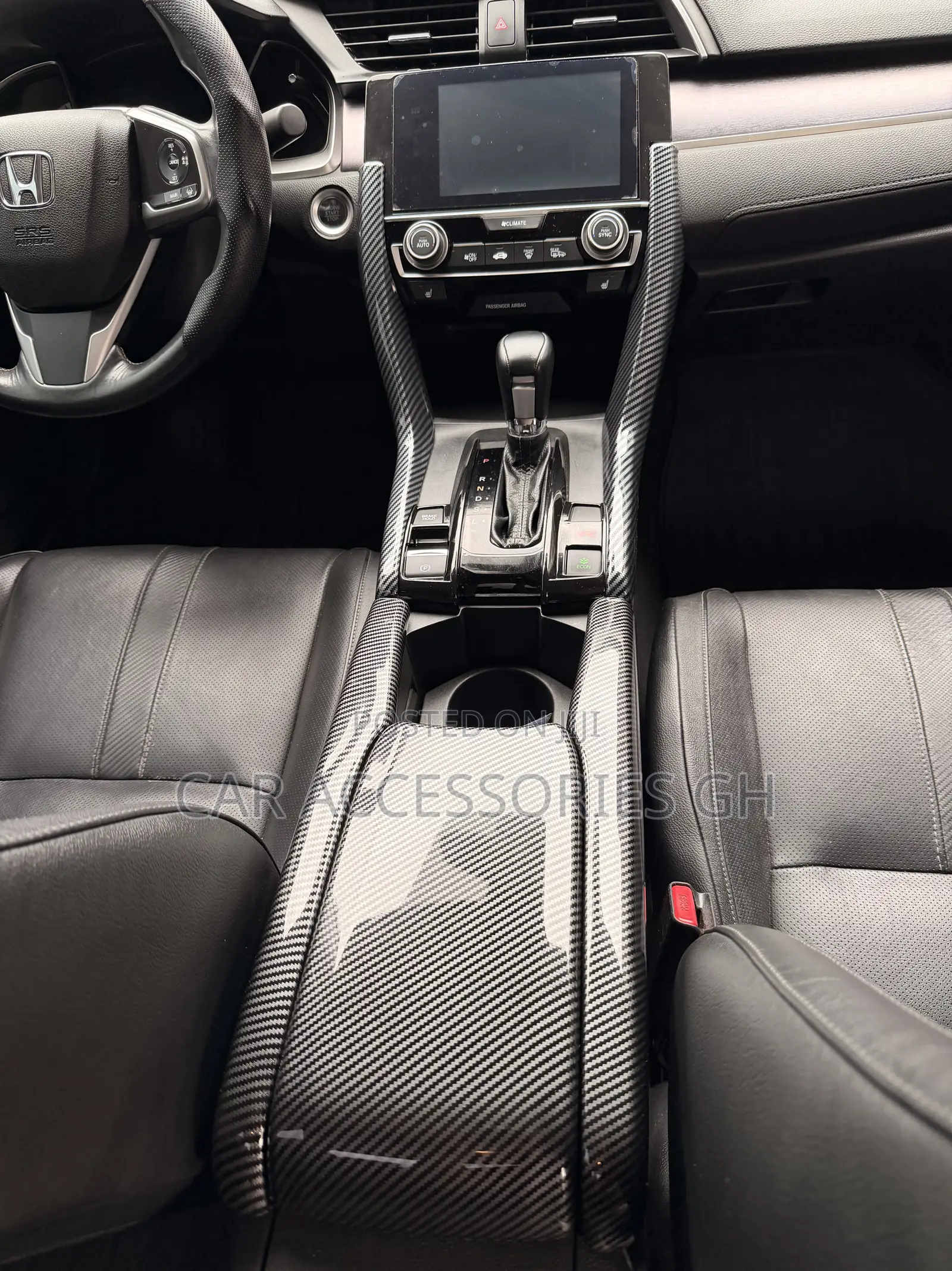 Honda Civic Carbon Fiber Center Armrest Cover
