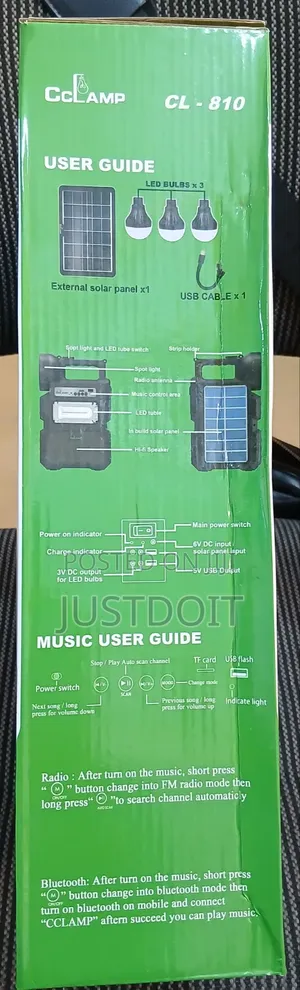 CClamp Solar Rechargeable Light With Radio, Lamp and Bluetooth