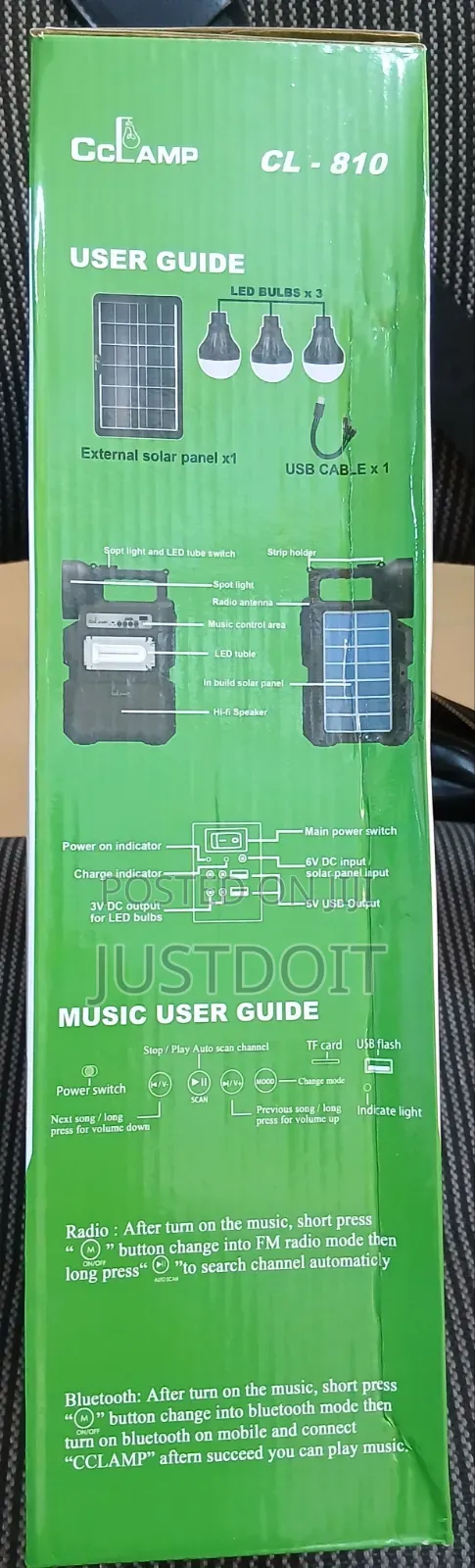 CClamp Solar Rechargeable Light With Radio, Lamp and Bluetooth
