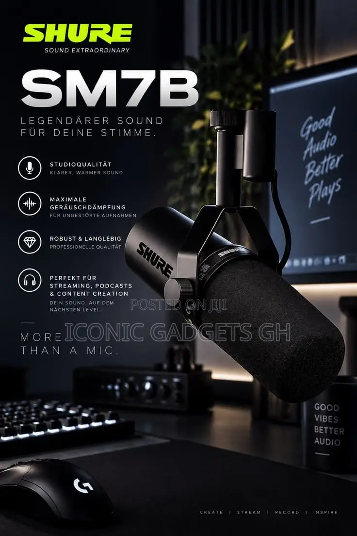 New Shure SM7B Professional Studio Microphone