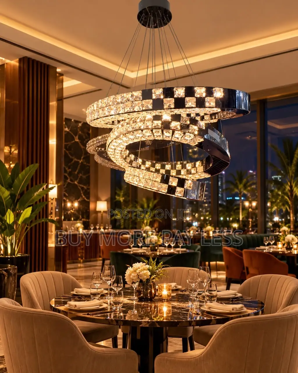 Modern Multi-Tier LED Crystal Ring Chandelier