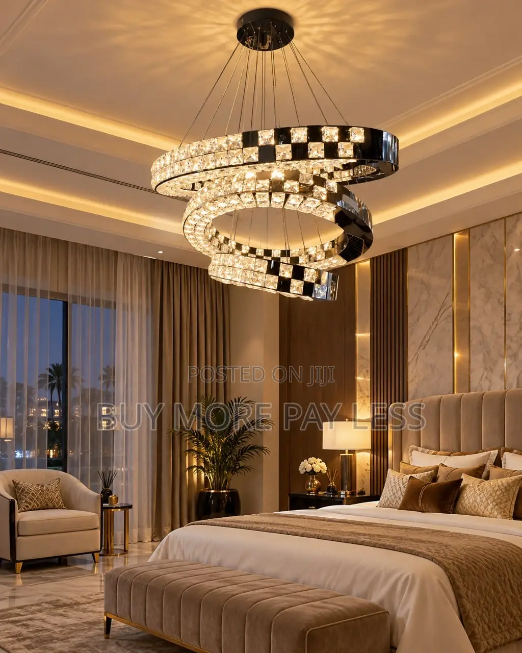 Modern Multi-Tier LED Crystal Ring Chandelier