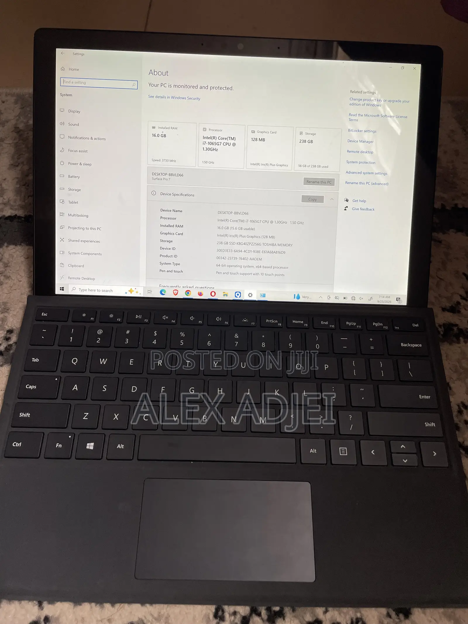 Laptop Microsoft Surface Pro 7 16GB Intel Core i7 SSD 256GB