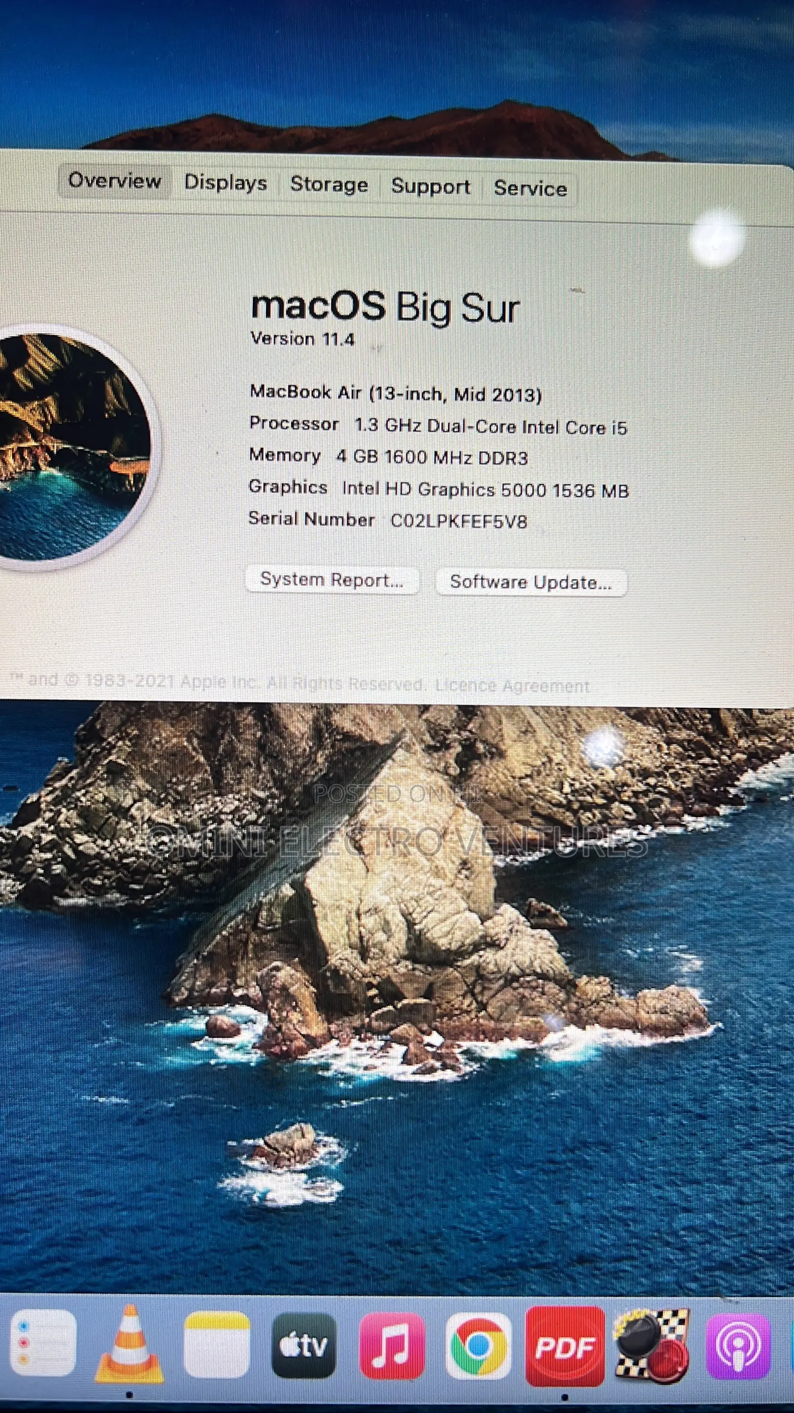 Laptop Apple MacBook Air 4GB Intel Core i5 HDD 128GB