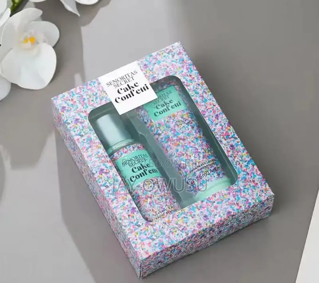Senoritas Secret Cakefetti 2 in 1 Fragrance Mist and Body Lotion Set.
