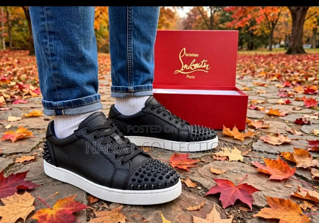 Christain Louboutin Louis Junior Spikes Low Top Black/Brown Sneakers
