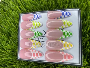 Handmade 20-Piece Colourful Polka-Dot French Tip Press-on Nails