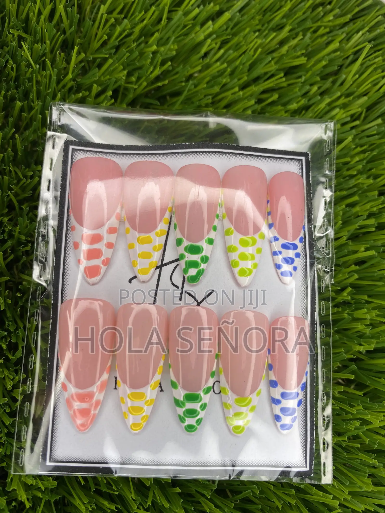 Handmade 20-Piece Colourful Polka-Dot French Tip Press-on Nails