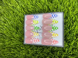 Handmade 20-Piece Colourful Polka-Dot French Tip Press-on Nails