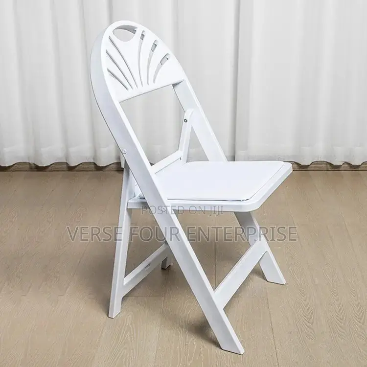White Folding Chair With Padded Seat