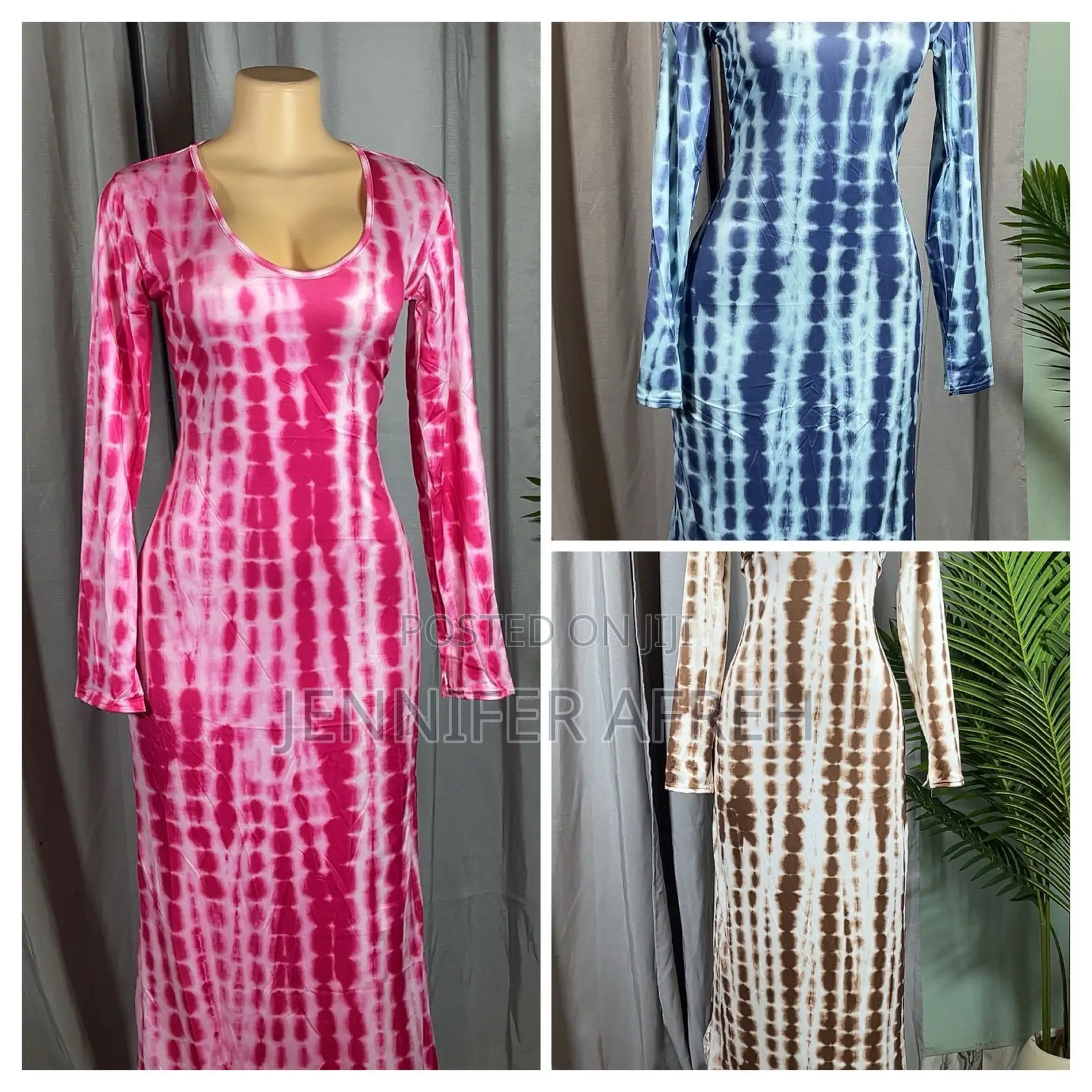 Sexy Tie Dye Long Sleeve Dress