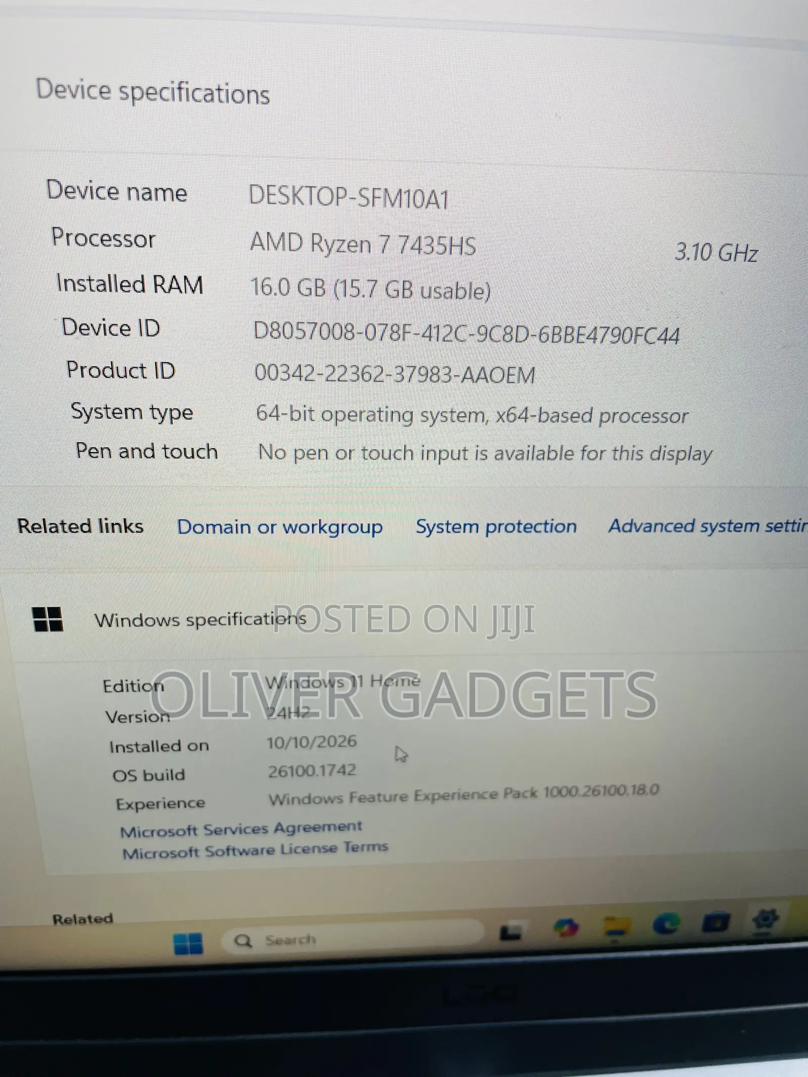 Laptop Lenovo LOQ 15ARP9 16GB AMD Ryzen 7 SSD 512GB