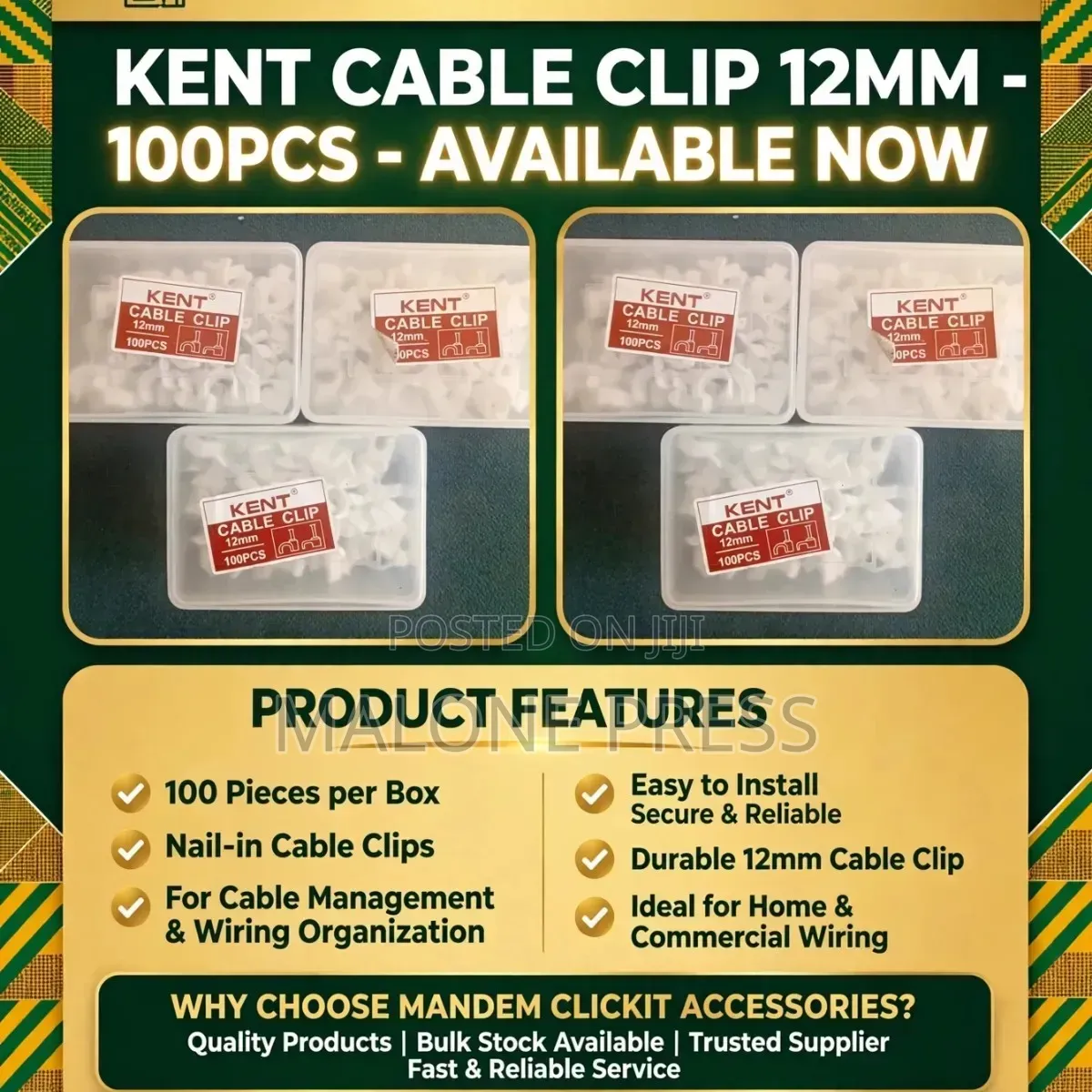 Cable Clip Kent Cable Clip 12mm 10mm 8mm 6mm