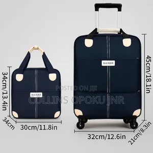 2-in-1 Trolley Luggage Travel Bag - Dark Blue