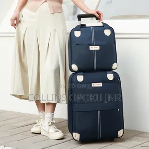 2-in-1 Trolley Luggage Travel Bag - Dark Blue