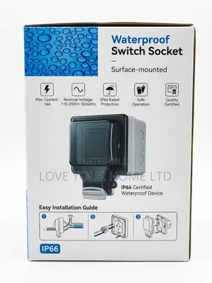 Waterproof Switch Socket IP66 Weatherproof Outdoor Power Outlet (16A)