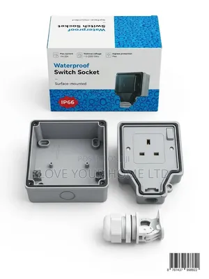 Waterproof Switch Socket IP66 Weatherproof Outdoor Power Outlet (16A)