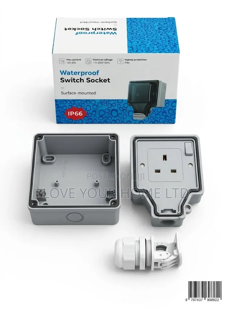 Waterproof Switch Socket IP66 Weatherproof Outdoor Power Outlet (16A)